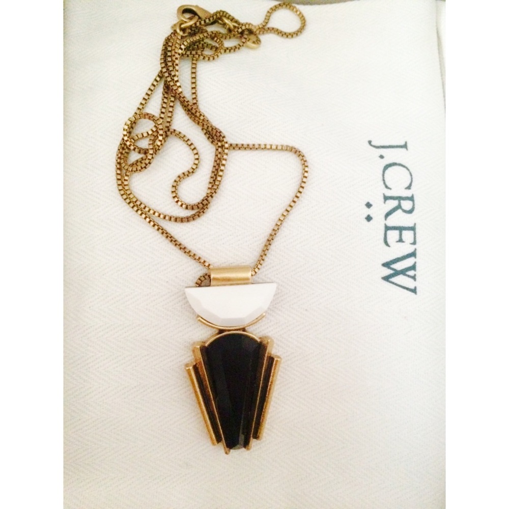 NEW J CREW Half Circle Pendant Necklace Gold/White